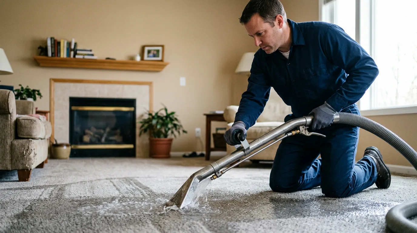 Water damage restoration technician working near Corwith, IA